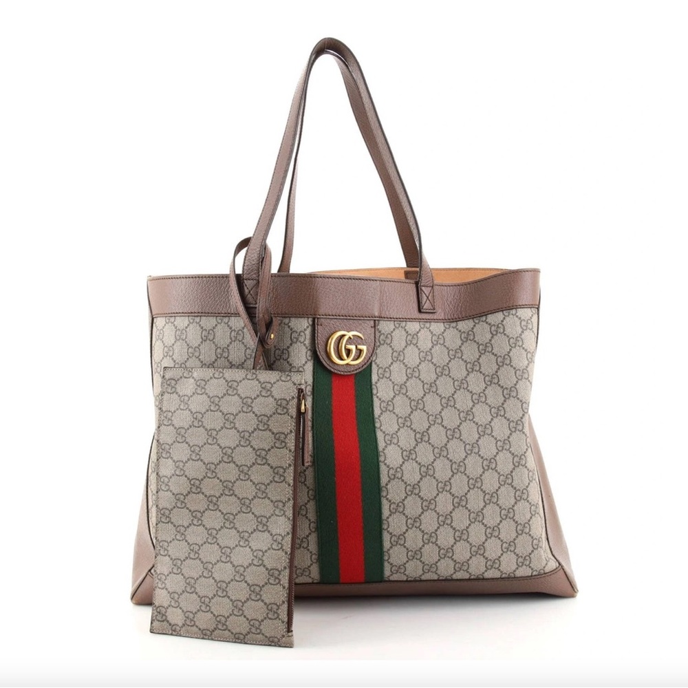 GUCCI Ophidia Soft Open Tote GG Coated Canvas East West - Picture 2 of 3